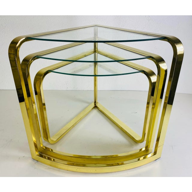 Design Institute of America Brass Modernist Nesting Tables For Sale In Philadelphia - Image 6 of 12