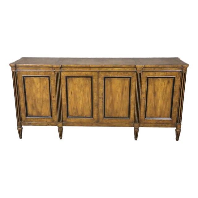 Shallow Depth Baker Furniture Figured Walnut Directoire Sideboard For Sale