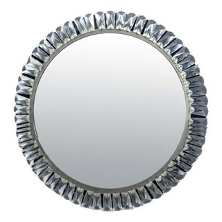 Circular Wall Mirror with Crystal Prisms, 1970s For Sale