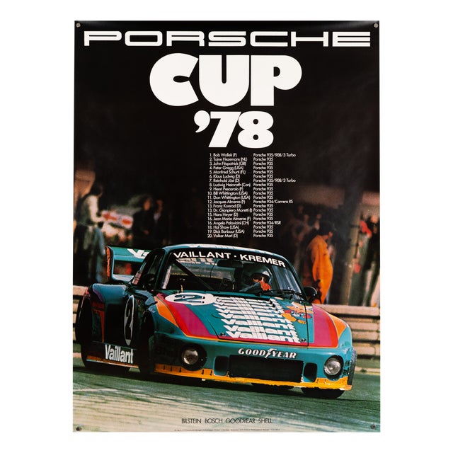 Porsche Cup 78 Poster from Advertising Agency Strenger, 1978 For Sale