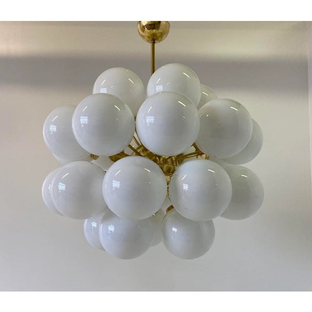 Brass & White Murano Glass Sphere Chandelier, 2000s For Sale - Image 13 of 13