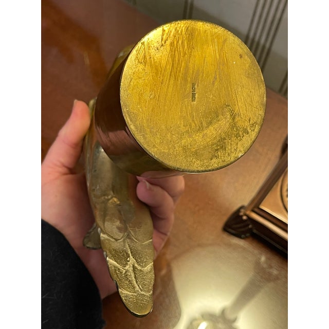 Vintage Mid-Century Modern Brass Bird on Pedestal For Sale In Chicago - Image 6 of 11
