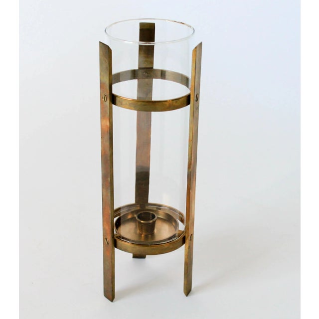 Vintage Brass & Glass Candle Holder For Sale - Image 4 of 10
