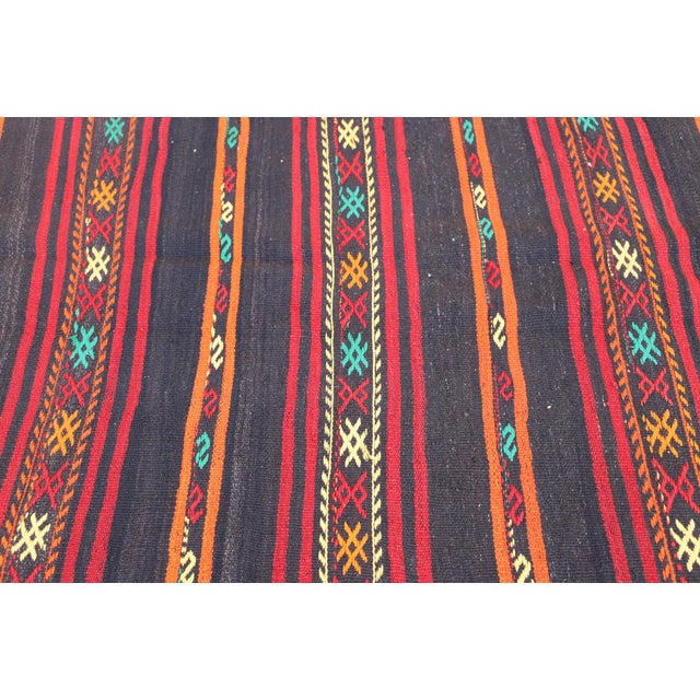 Textile 1960s Southwestern Style Stripe Design Hand Knotted Oushak Kilim Area Rug For Sale - Image 7 of 10