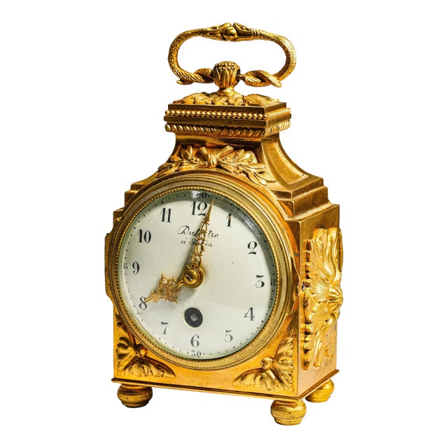 Amazing Antique French Gold Ormolu Bronze Mantel Clock Mougin Dutertre Paris Louis XVI Neoclassical Style Home Decor For Sale