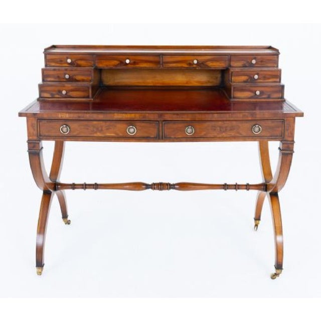 Hollywood Regency Regency Revival Bonheur Du Jour Desk in Mahogany, 1920s For Sale - Image 3 of 11