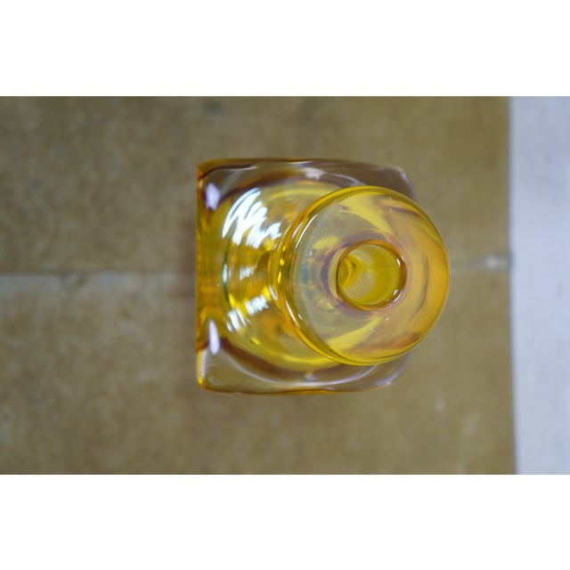 Yellow Mid 20th Century Mid Century Modern Italian Murano Yellow Sommerso Glass Decanter Bottle Stopper For Sale - Image 8 of 18