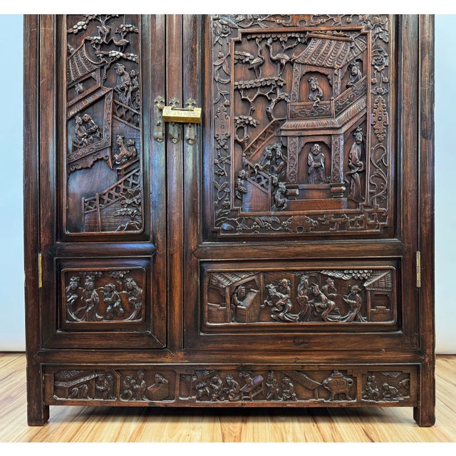 Early 20th C Asian Carved Rosewood Curio Cabinet For Sale In Kansas City - Image 6 of 12