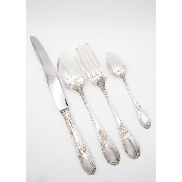 French 100 Apollo Cutlery Set for 12 in Silver-Plated Metal, 1950s, Set of 49 For Sale - Image 6 of 11