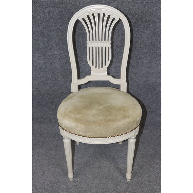 Animal Skin 8 White Painted Suede French Louis XVI Style Balloon Chairs by Maison Jansen For Sale - Image 7 of 10