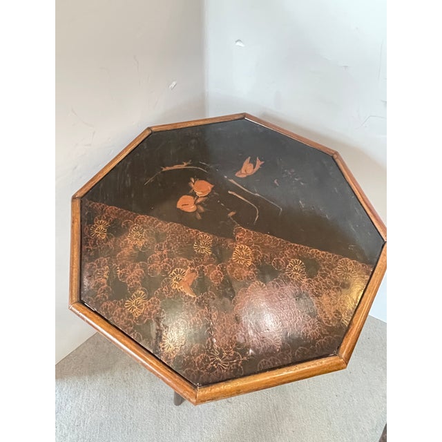 French Japonisme Bamboo & Lacquer Octagon Side Table, 1880. For Sale - Image 4 of 16