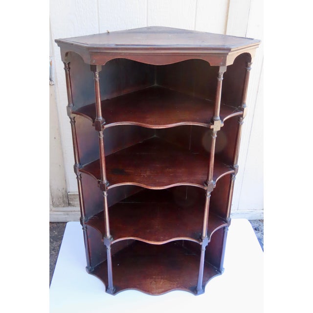 Early 19th Century English Mahogany Open Shelves Corner Cabinet For Sale - Image 5 of 9