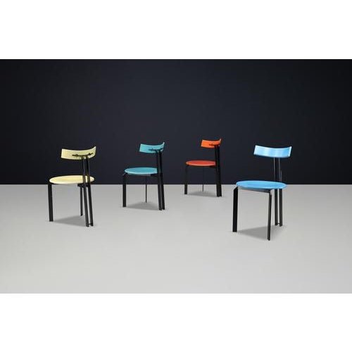 Black Postmodern Zeta Dining Chairs attributed to Harvink, Netherlands, 1980s, Set of 4 For Sale - Image 8 of 13