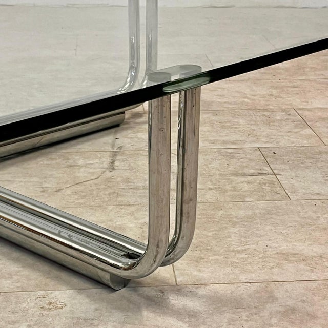 Silver Large Vintage 784 Coffee Table in Chromed Steel and Glass by Gianfranco Frattini for Cassina, 1970s For Sale - Image 8 of 10