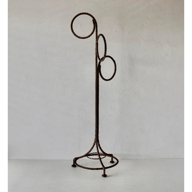 Freestanding Gold Finish Twisted Rope Hoops Towel Rack Vintage Hollywood Regency For Sale - Image 4 of 15