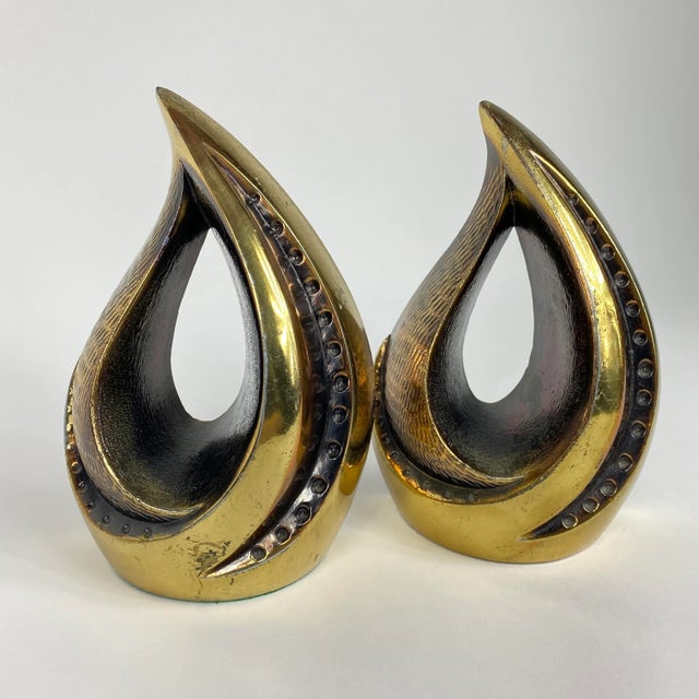 Metal Vintage 1950s Modern Brass Bookends by Ben Seibel - a Pair For Sale - Image 7 of 7