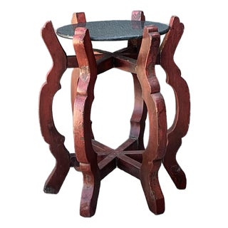 Vintage Stone Top Side Table For Sale