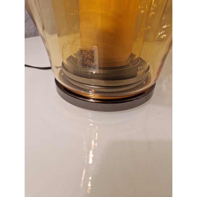 Table Lamp Petal Model with 4 Yellow Glasses and Floral Motifs from Murano For Sale - Image 11 of 13