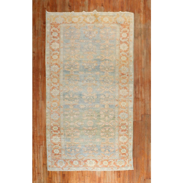 Contemporary Light Blue Green Antique Persian Mahal Gallery Size Rug For Sale - Image 3 of 18