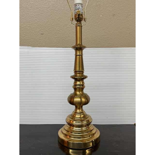 Brass Late 20th Century Stiffel Cast Brass Table Lamps, Pair For Sale - Image 8 of 12