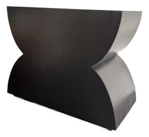 Curved Modern Organic Graphic Sculptural Half Arches Margarete Bench or Side Table by Made Goods in Black Woven Raffia