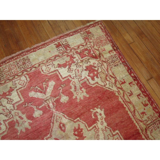Red Antique Zabihi Collection Watermelon Red Oushak Rug - 4'2" x 6'9" For Sale - Image 8 of 8