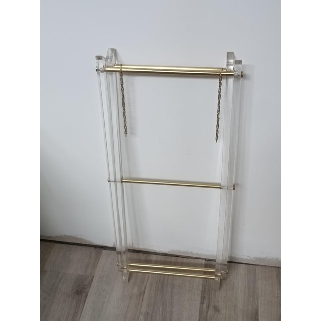 Folding Side Table in Acrylic Glass and Brass, Italy, 1970s For Sale - Image 9 of 10