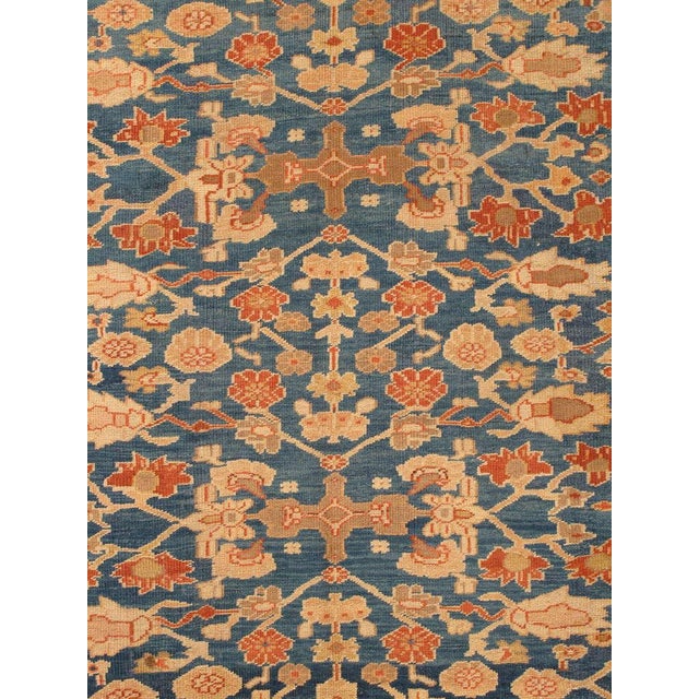 Antique Persian Sultanabad Carpet, Handmade Oriental Rug, Light Blue, Terracotta For Sale - Image 11 of 18