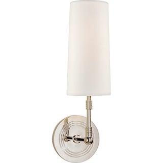 Thomas O'Brien for Visual Comfort Signature Ziyi Sconce in Polished Nickel with Linen Shade For Sale