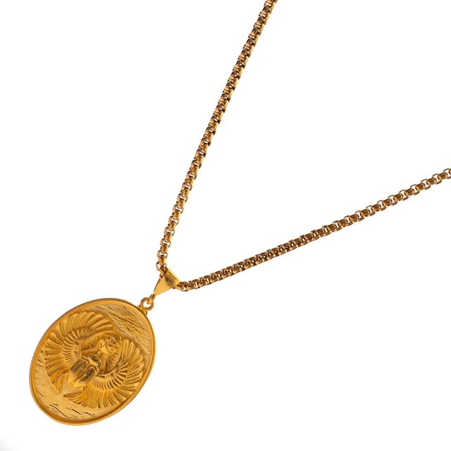 Early 21st Century Eternal Scarab Guardian Medallion Gold Necklace For Sale - Image 5 of 7