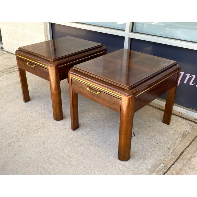 Thomasville Pair of 1970s Thomasville Mystique Chinoiserie Burl-Top End Tables For Sale - Image 4 of 10