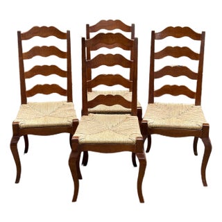 Late 20th Century French Farmhouse Ladderback Chairs - Set of 4 For Sale
