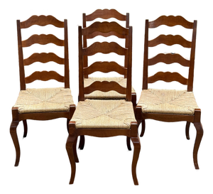 Late 20th Century French Farmhouse Ladderback Chairs - Set of 4