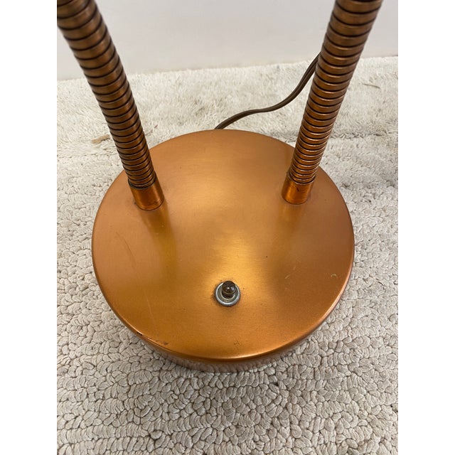 Vintage 1950's Double Gooseneck Brushed Copper Desk Lamp For Sale - Image 12 of 18