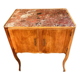 Antique Louis XV Fruitwood Cabinet With Red Marble Top For Sale