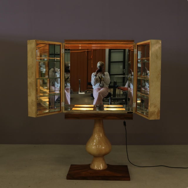 Italian Goatskin Bar Cabinet on Pedestal Base by Aldo Tura, 190s For Sale - Image 17 of 18