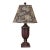 Vintage Traditional Wood-Look Urn Table Lamp With Floral Botanical Shade For Sale