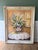 Beautiful vintage floral still-life oil painting featuring a lush arrangement of blue, yellow, white and pink flowers...