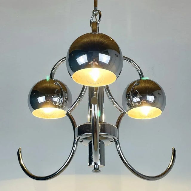 Metal Mid-Century Eyeball Silver Pendant Lamp, Italy, 1970s For Sale - Image 7 of 11