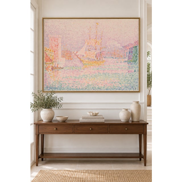Impressionist Vintage French Coastal Art Print – Pastel Harbor by Paul Signac, 48" X 36" For Sale - Image 3 of 7