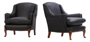 Pair of Leather Upholstered Club Chairs, C. 1950