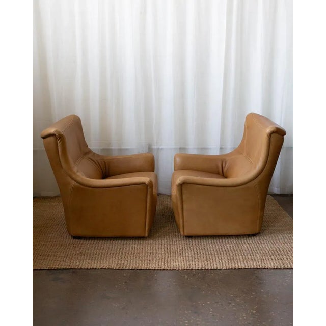 Late 20th Century Pair of Leather Swiss Lounge Chairs For Sale - Image 10 of 14