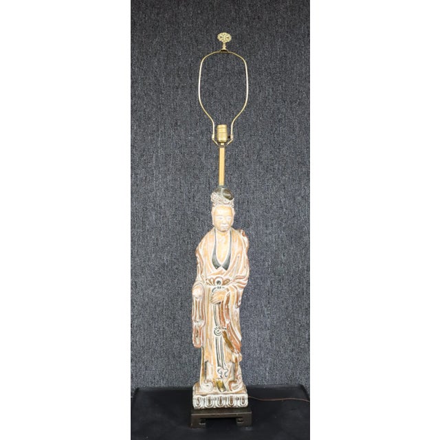 Chinese Gold Gilt Figural Lamp For Sale - Image 9 of 9