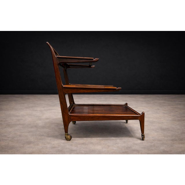 Wood Bar Cart in Rosewood & Glass, Carlo Hauner and Martin Eisler, 1950s - Lot 193 For Sale - Image 7 of 14