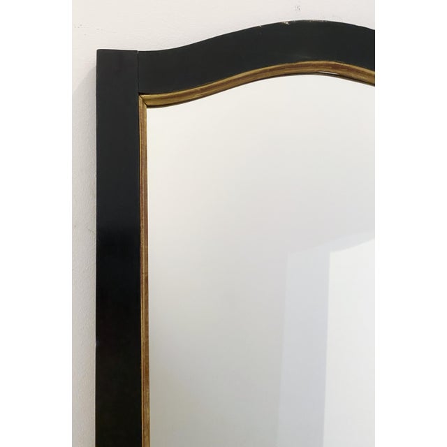 Mid 20th Century Large Black and Gilt Window Pane Paneled Mirrors (Each H 74 X W 20 7/8) For Sale - Image 5 of 13