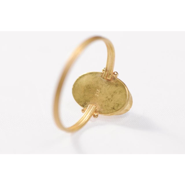 Black Bronze Cross Set in 21k Gold Ring, Size 7 For Sale - Image 8 of 12