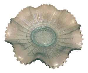 Vintage Northwood Carnival Glass Hearts & Flowers Ruffled Bowl