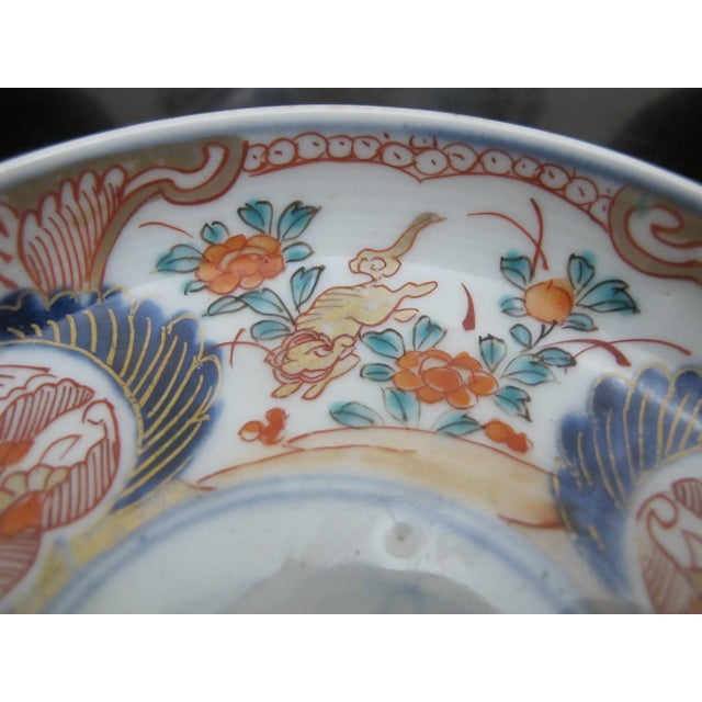Japanese Imari Hand Painted Kirin & Flower Porcelain 4 3/4" Plate Set of 6 For Sale - Image 4 of 9