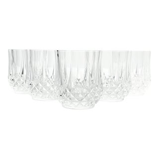1980s Cristal D’Arques “Longchamp” Crystal Double Old Fashioned Glasses - Set of 5 For Sale