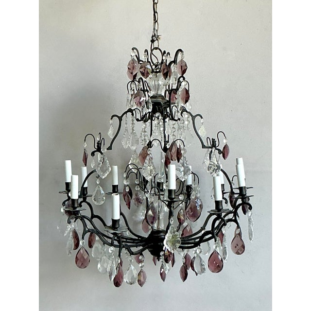 Late 20th Century Vintage Regency Cut Crystal Chandelier For Sale - Image 5 of 6